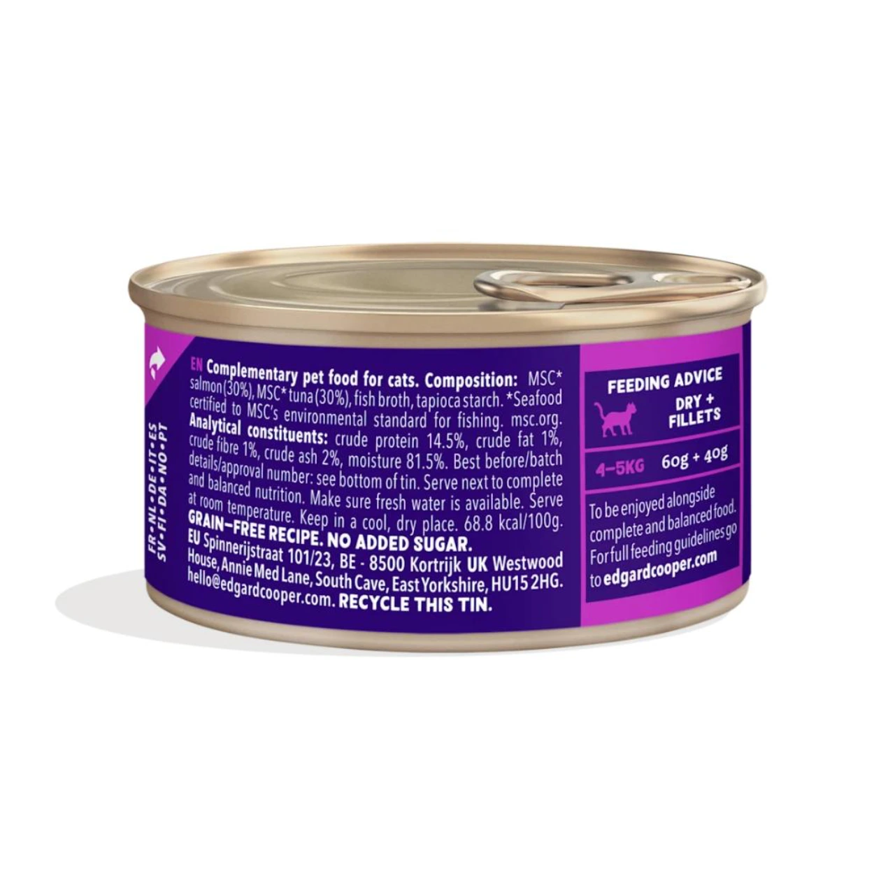 Edgard & Cooper kattefilet laks og tun i bouillon 70 g